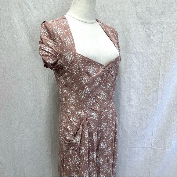 Urban Outfitters Kerriann blush pink floral print wide leg jumpsuit size Medium - Picture 6 of 16
